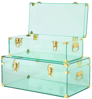 Acrylic Storage Chest Set of 2 with Handles & Hasps