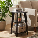 3-Tier Round Side Table with Storage Shelves