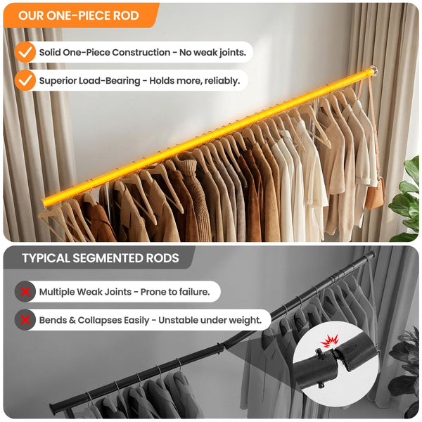 Heavy Duty Rolling Clothes Rack with Shelves