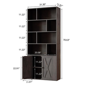4-Tier Bookcase with Doors & 8 Open Cubes