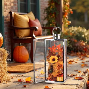 Stainless Steel Glass Candle Lanterns Set of 3 – Indoor & Outdoor Decorative Lanterns