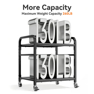 2-Tier Rolling Printer Stand with Lockable Wheels & Adjustable Shelf