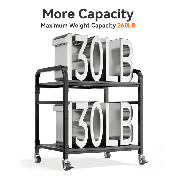 2-Tier Rolling Printer Stand with Lockable Wheels & Adjustable Shelf