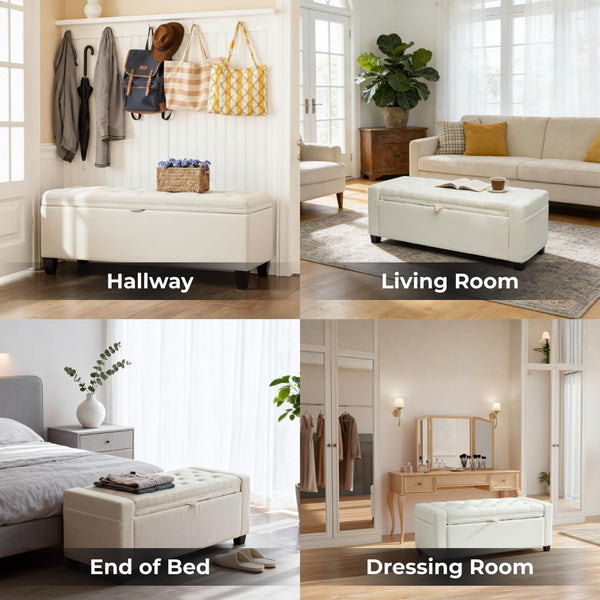 Storage Ottoman Bench with Hidden Storage