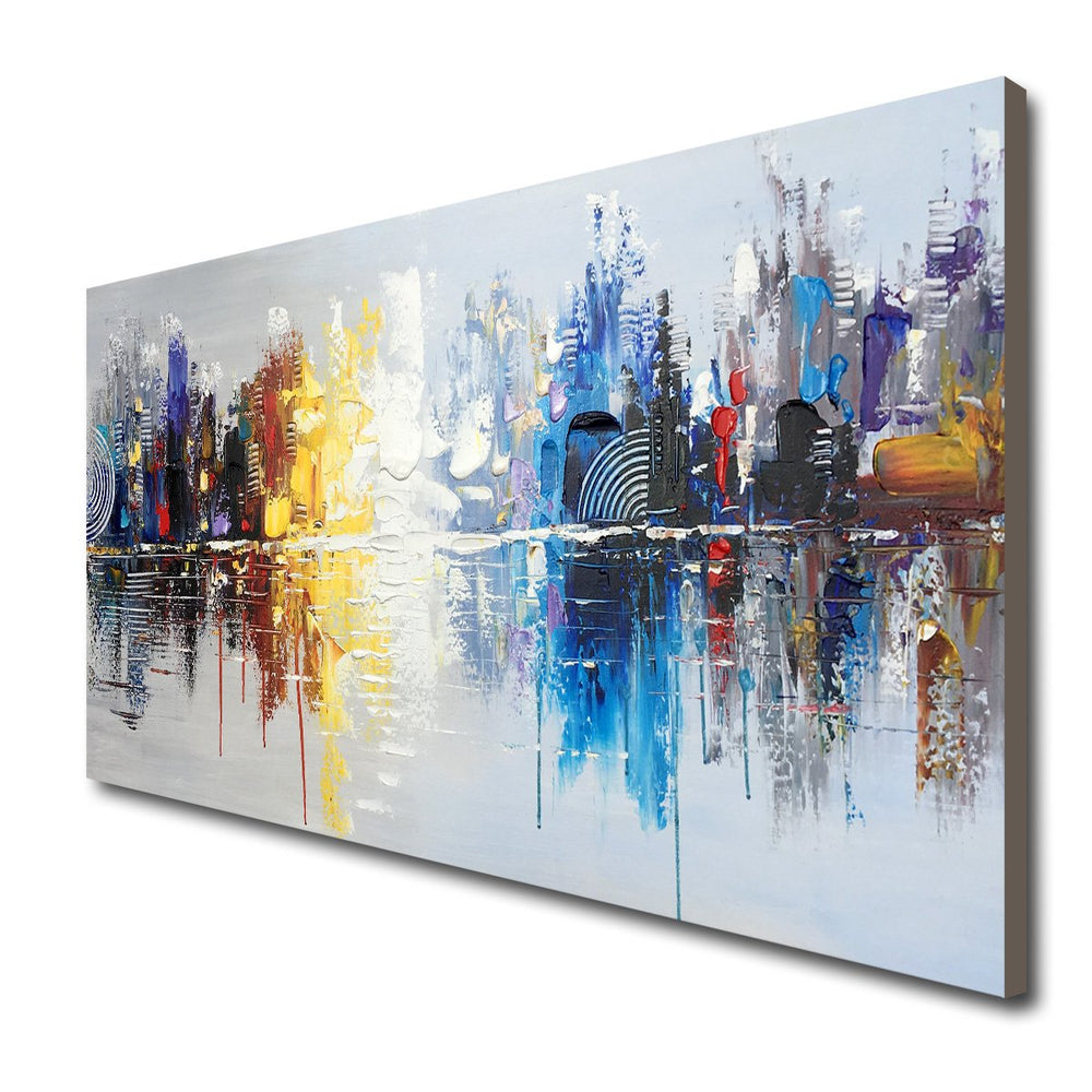 Abstract Cityscape Canvas Wall Art – Hand Painted Oil Painting