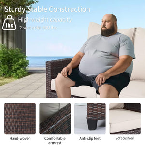 Outdoor Wicker Patio Loveseat with Cushions