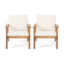 Outdoor Acacia Wood Club Chairs with Cushions (Set of 2)