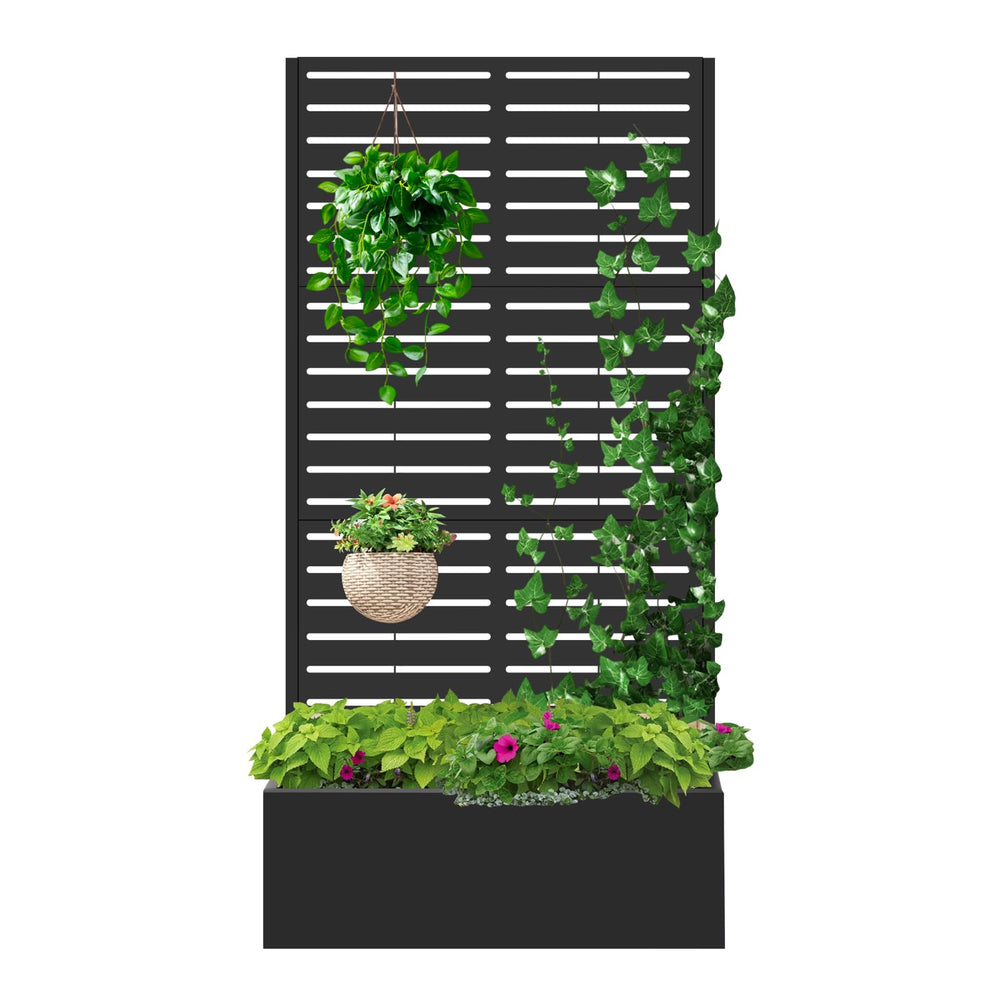Metal Raised Garden Bed with Trellis & Privacy Screen
