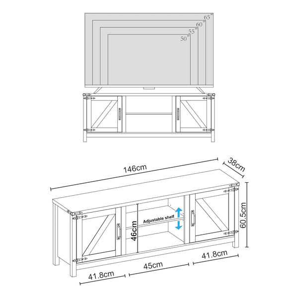 Modern Farmhouse TV Stand with Storage Cabinet