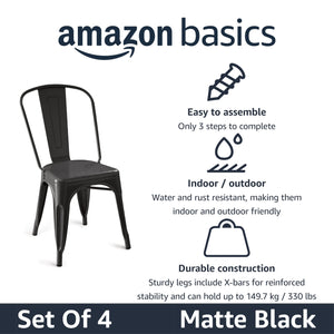 Stackable Metal Dining Chairs Set of 4