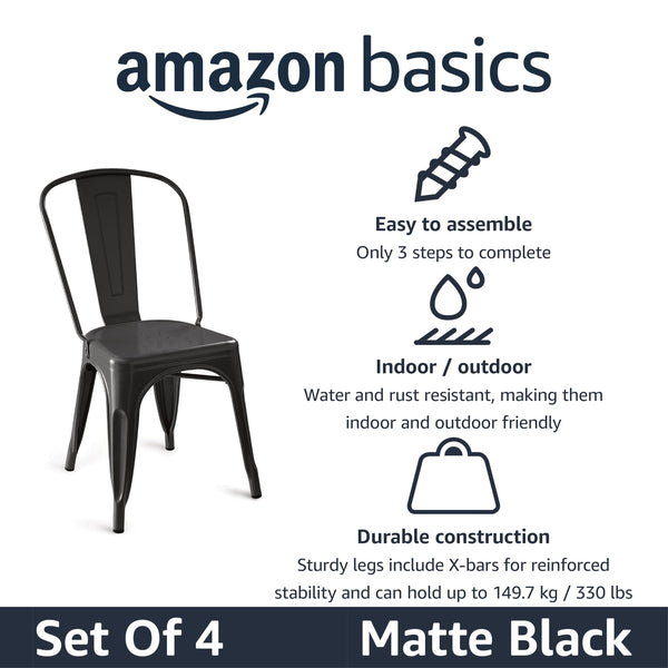 Stackable Metal Dining Chairs Set of 4
