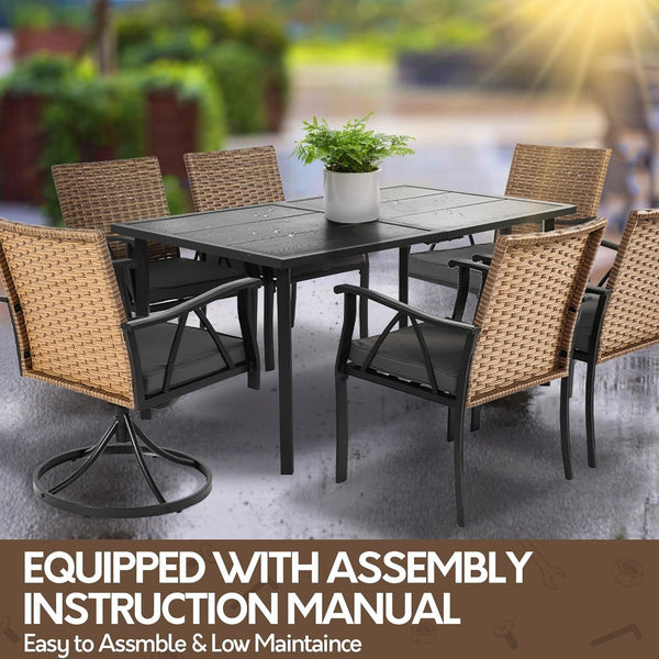 7-Piece Outdoor Patio Dining Set with Swivel Chairs & Umbrella Hole Table
