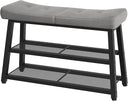 3-Tier Shoe Rack Entryway Bench with Storage & Cushion