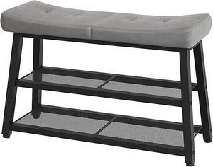 3-Tier Shoe Rack Entryway Bench with Storage & Cushion