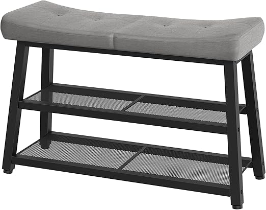3-Tier Shoe Rack Entryway Bench with Storage & Cushion