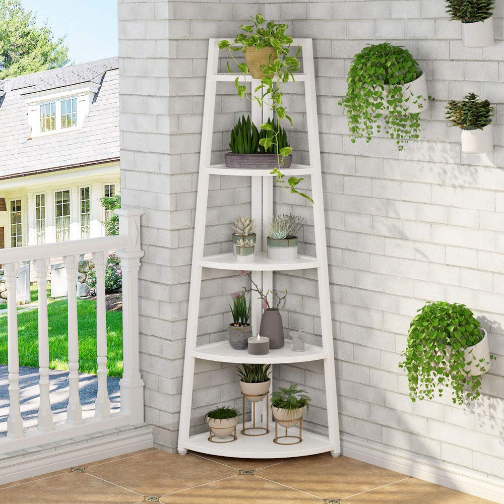 5-Tier Corner Shelf with Metal Frame