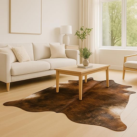 Genuine Cowhide Rug 6x7 ft – Hair On, Western & Rustic Home Decor