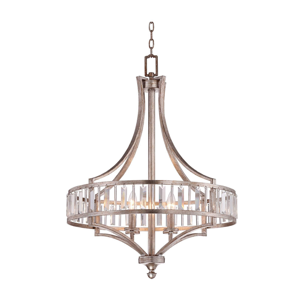 Art Deco Crystal Chandelier – 4-Light Silver Ceiling Fixture