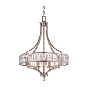 Art Deco Crystal Chandelier – 4-Light Silver Ceiling Fixture