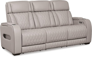 Power Reclining Sofa with Adjustable Headrest & LED Lighting