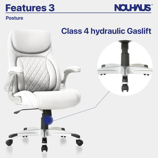 Ergonomic PU Leather Office Chair with Click-5 Lumbar Support