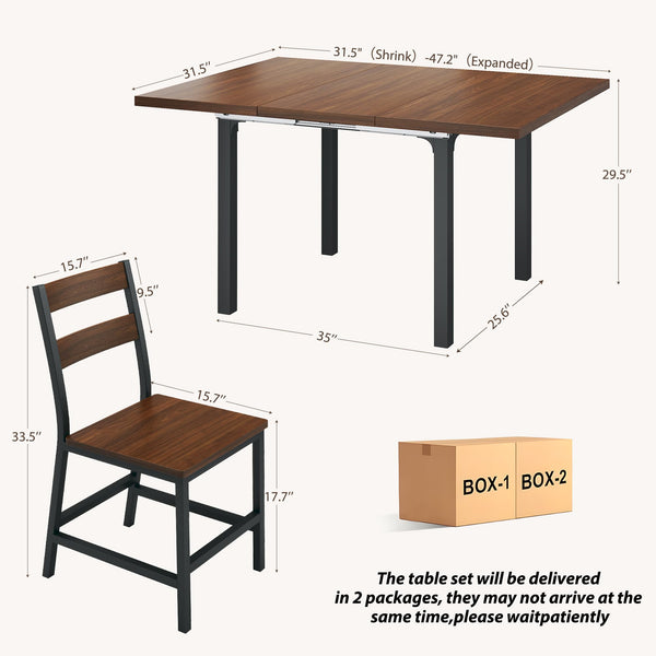Extendable Dining Table Set with 4 Chairs