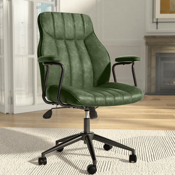 Leather Office Chair – Height Adjustable, Mid-Century Modern