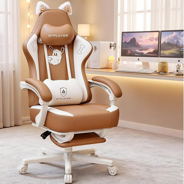 Cat Ear Gaming Chair – Velvet Reclining Office Chair