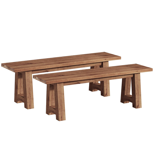 Solid Wood Dining Bench 55" – Set of 2