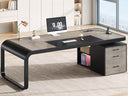 70.9" Executive Desk with File Cabinet, Drawers & Charging Station