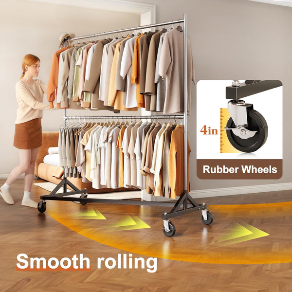Heavy Duty Z Rack Clothing Rack with Wheels