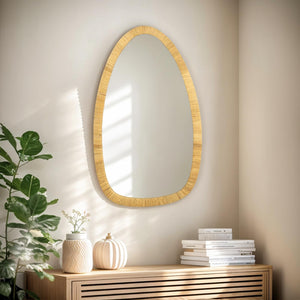 Handmade Rattan Boho Wall Mirror 31.5" x 18"