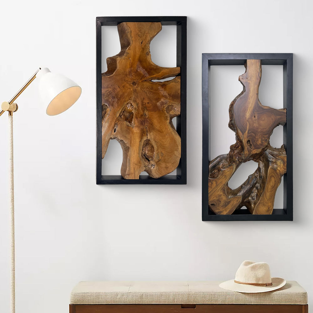 Teak Wood Wall Art Decor – Rustic Farmhouse Wooden Wall Hanging