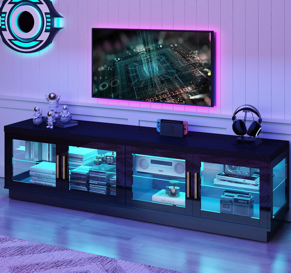 70.9" Modern LED TV Stand with RGB Lighting & Storage Cabinet