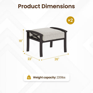 Outdoor Ottoman Set of 2 with Removable Cushions