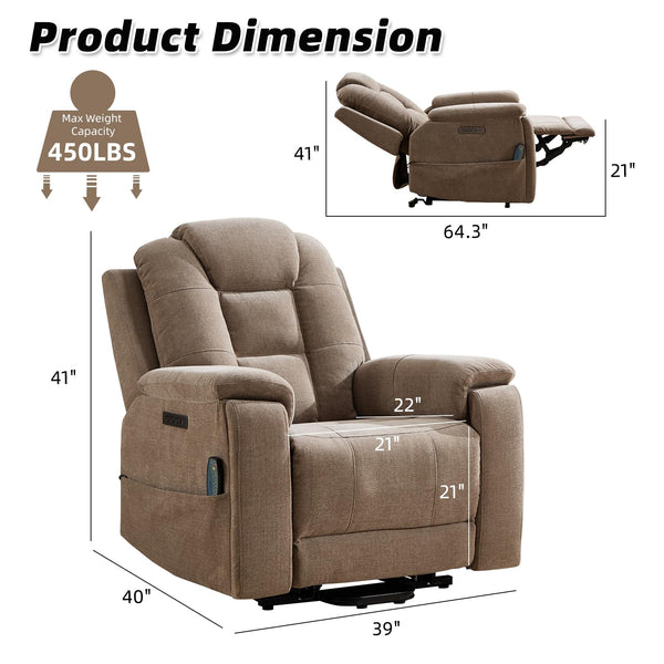 Power Lift Recliner Chair with Massage & Heat