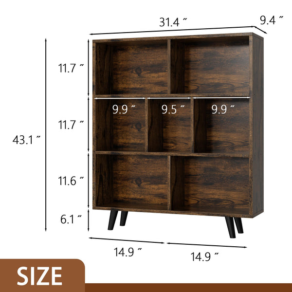 3-Tier Open Bookcase with Metal Legs