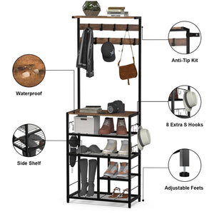 5-in-1 Hall Tree with Console Table & Shoe Rack