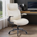 Ergonomic PU Leather Office Chair with Flip-Up Armrests