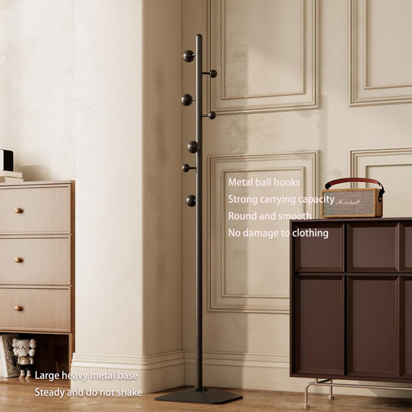 Metal Freestanding Coat Rack with 7 Hooks and Heavy Base