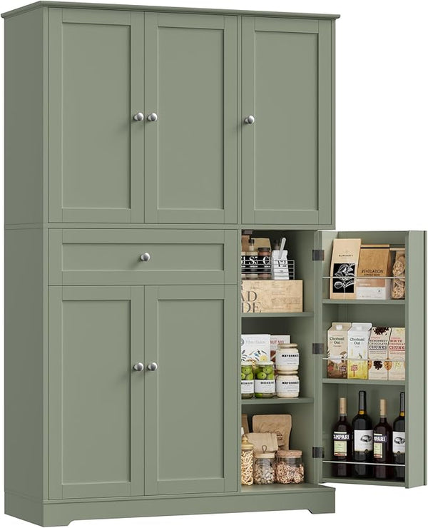68" Tall Kitchen Pantry Storage Cabinet with Doors & Shelves