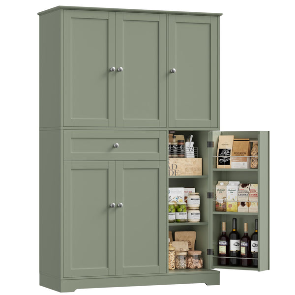68" Tall Kitchen Pantry Storage Cabinet with Doors & Shelves