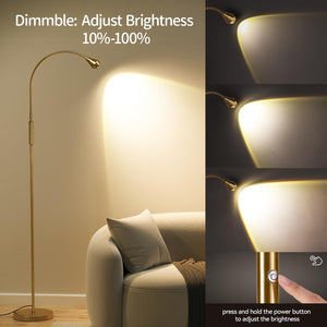 Adjustable LED Gooseneck Floor Lamp with Dimmable Zoomable Beam