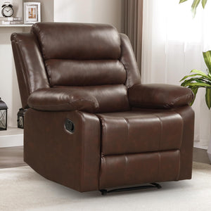Manual Recliner Chair with Overstuffed Arms & Padded Back