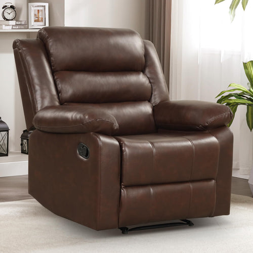 Manual Recliner Chair with Overstuffed Arms & Padded Back