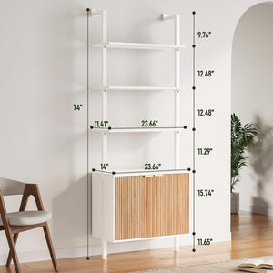 74" Ladder Bookshelf with Storage Cabinet