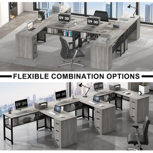 L-Shaped Corner Desk with Drawers & Storage