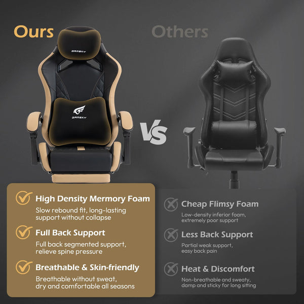 Ergonomic Gaming Chair with Footrest & Recliner