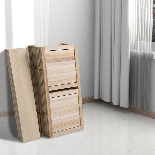 6-Panel Wood Room Divider with Shelves – 71" Tall Folding Privacy Screen