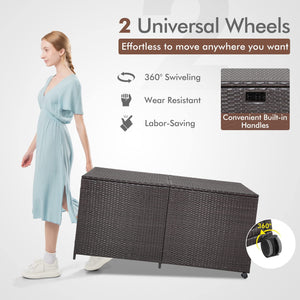 Outdoor Wicker Deck Storage Box with Wheels